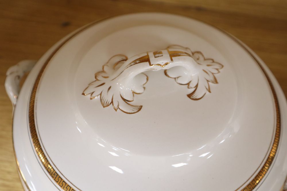 A Spode white and gilt dinner service and associated dinner wares